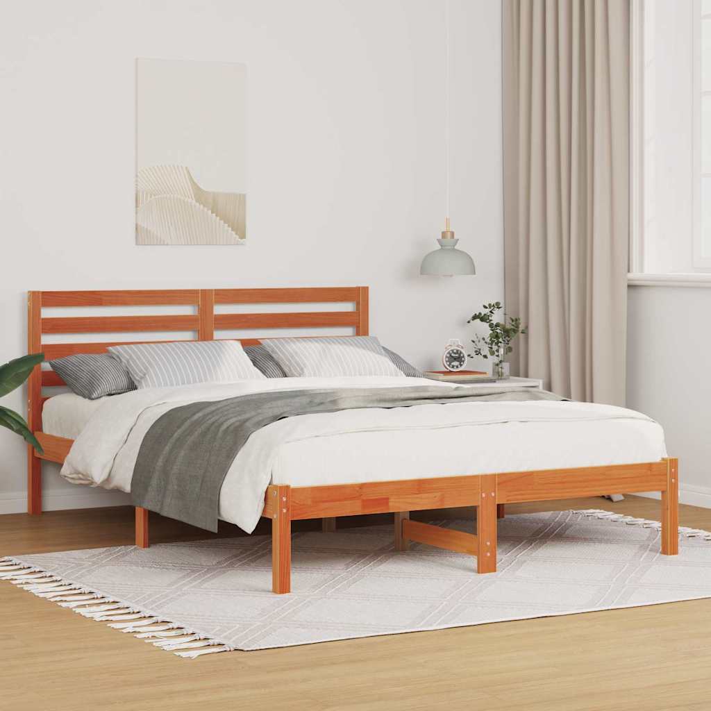 Bed Frame Wax Brown 120 x 200 cm Solid Pine Wood