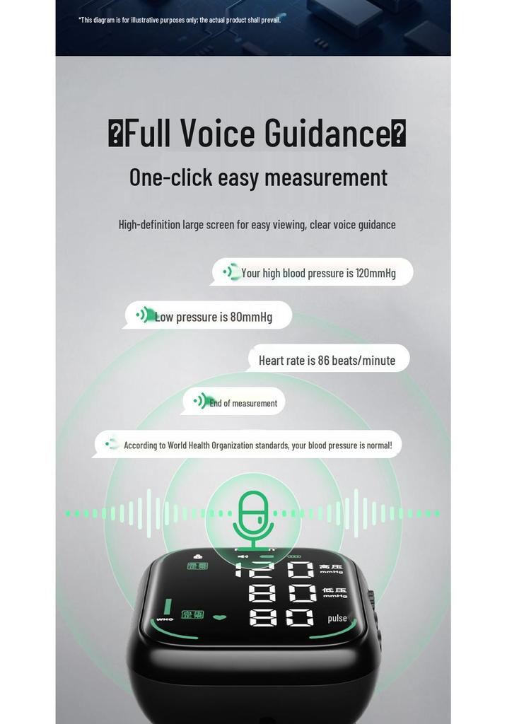 Zhuo Chen Rechargeable Wrist Blood Pressure Monitor with Voice Broadcast