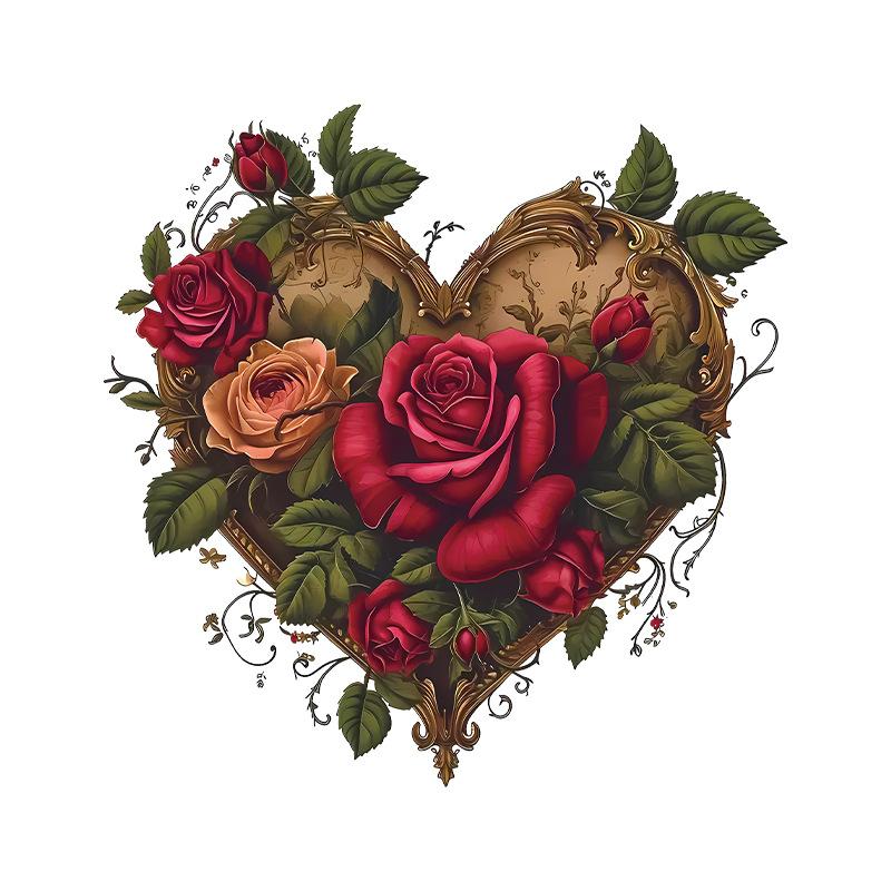 

Наклейка на стену в виде сердца с розой, самоклеящаяся, креативный цветочный декор, виниловая наклейка для ванной комнаты, шкафчика, крышки унитаза 30x30CM красный