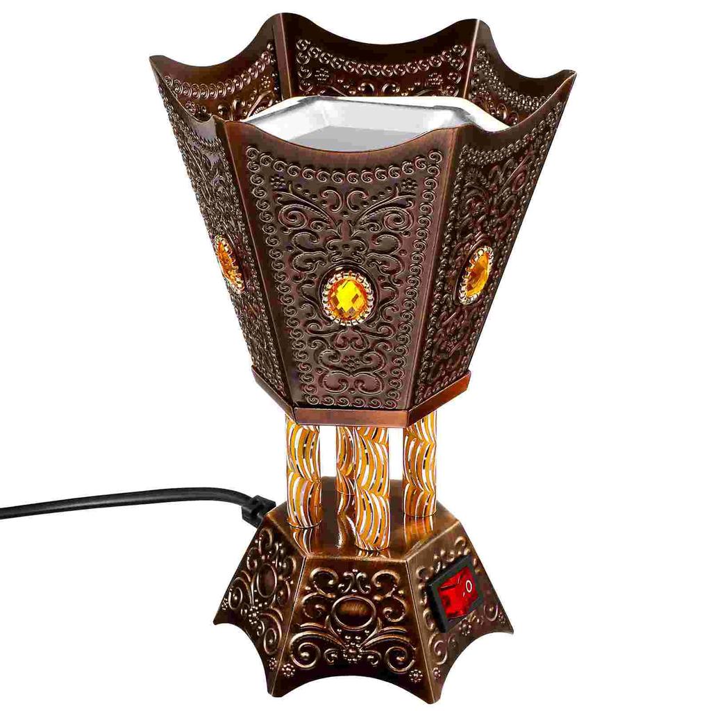 Elektrický kadidelník Retro Domácí Elektrický Kadidelník Železný Bakhoor Nament LED S Časovačem Terapie Domácí Kadidelník