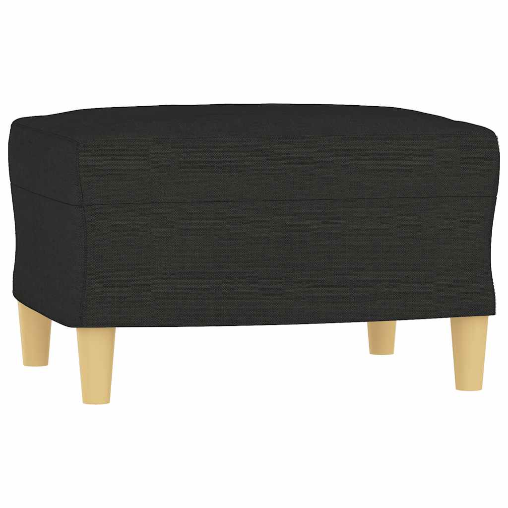 Vidaxl 3-Seater Sofa With Footstool, Black, 180 Cm, Fabric