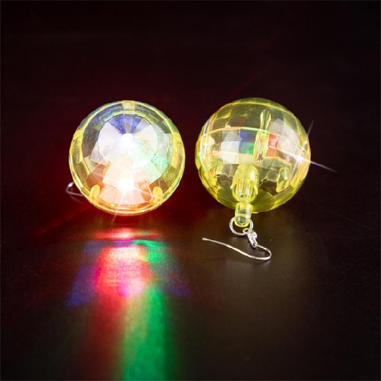 Colorful LED Earrings with Disco Balls Style Nightclub Earrings Plastic Texture Suitable for Party Wear and Clubbing Wear