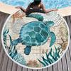Fast Dry Sandy Free Picnic Yoga Mat Table Cloth Large Custom Printed Octopus Sea Turtle Round Beach Towel for Adults