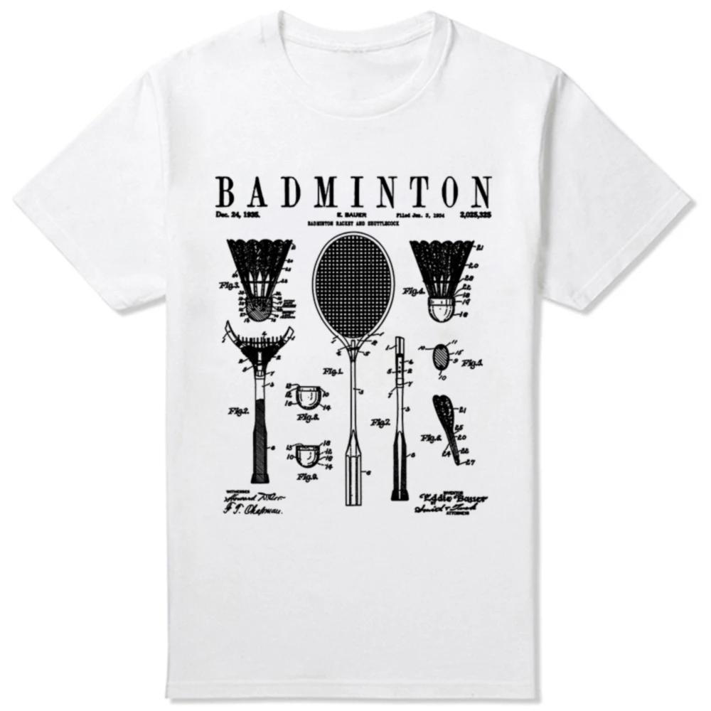 

Badminton Vintage Patent Drawing T Shirts Summer Retro Graphic Cotton Streetwear Short Sleeve Birthday Gifts Tshirt Men S