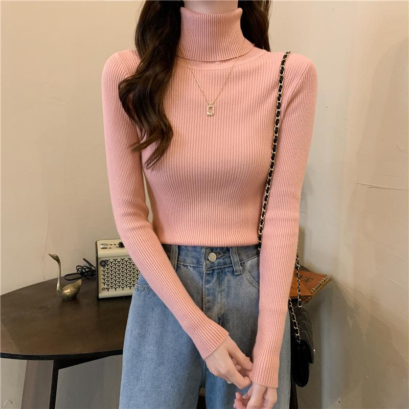 26/5000 Autumn and Winter High-neck Sweater, Women's Slimming Short Thickened Pullover Top, Stylish Long-sleeved Knitted Base Layer