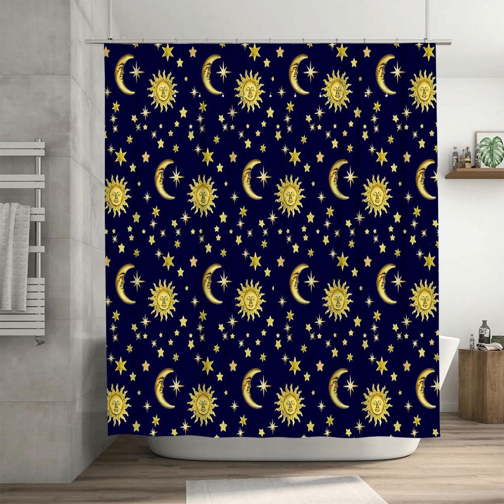 Starry Night Shower Curtain Galaxy Space Universe Decor Bathroom Set Waterproof Fabric
