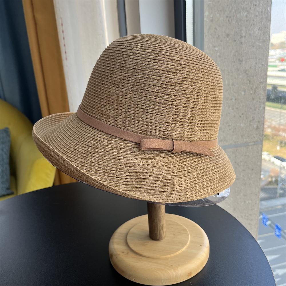 

Curled straw hat Seaside women s new yarmulke hat Foldable summer sun hat Sunscreen sun hat Adult average size хакі