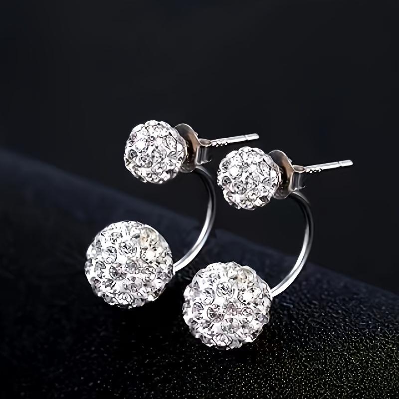2pcs, Sparkling Ball Earrings - Women'S Fashion, Hanging Semi-Cover Design, Hypoallergenic, Suitable