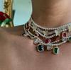 In Stock Fashion Women Iced Out Bling Brass Jewelry CZ Tennis Chain Butterfly Charm Pendant Choker Necklace for Wedding & Party