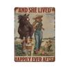 Metal Tin signRetro Style Novelty posterIron PaintingShe Lived Happily Ever After Tin Sign Cowgirl Tin Sign Retro Cowgirl