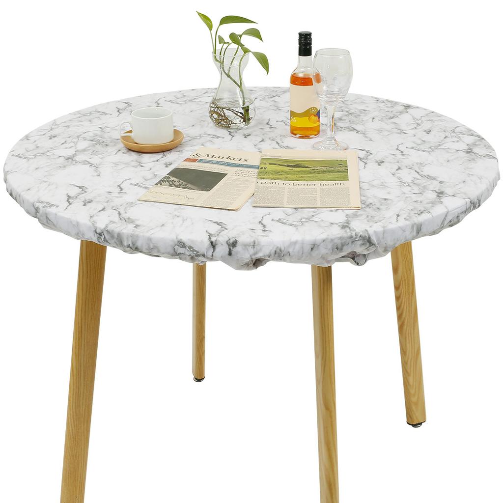 Round Table Cover Elastic Edged Round Tablecloth Flannel Backed Table Pad PVC Table Cover for Home Decor Table Protection