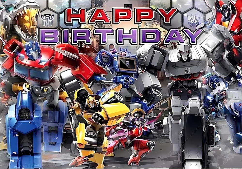 Fun Transformers Background Banner with Optimus Prime Theme for Kids, Children's Party Decoration