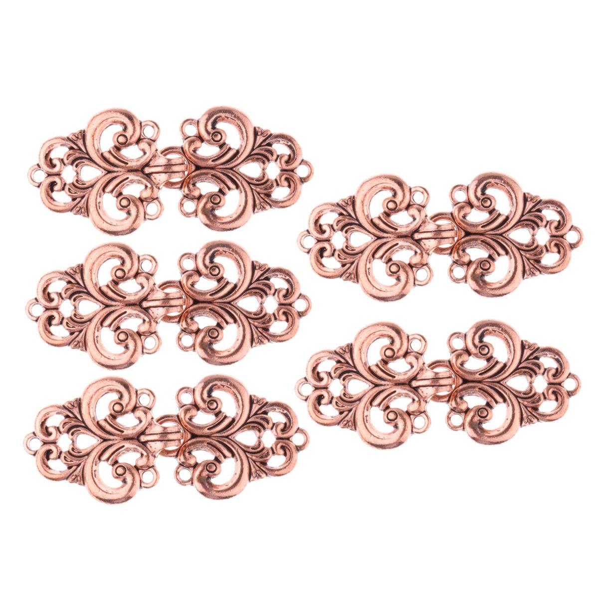 

5 пар застібок із закручуванням у вигляді квітів або плащів, пришивних гачків і вушок, затискач для кардигану One Size рожевий колір золота