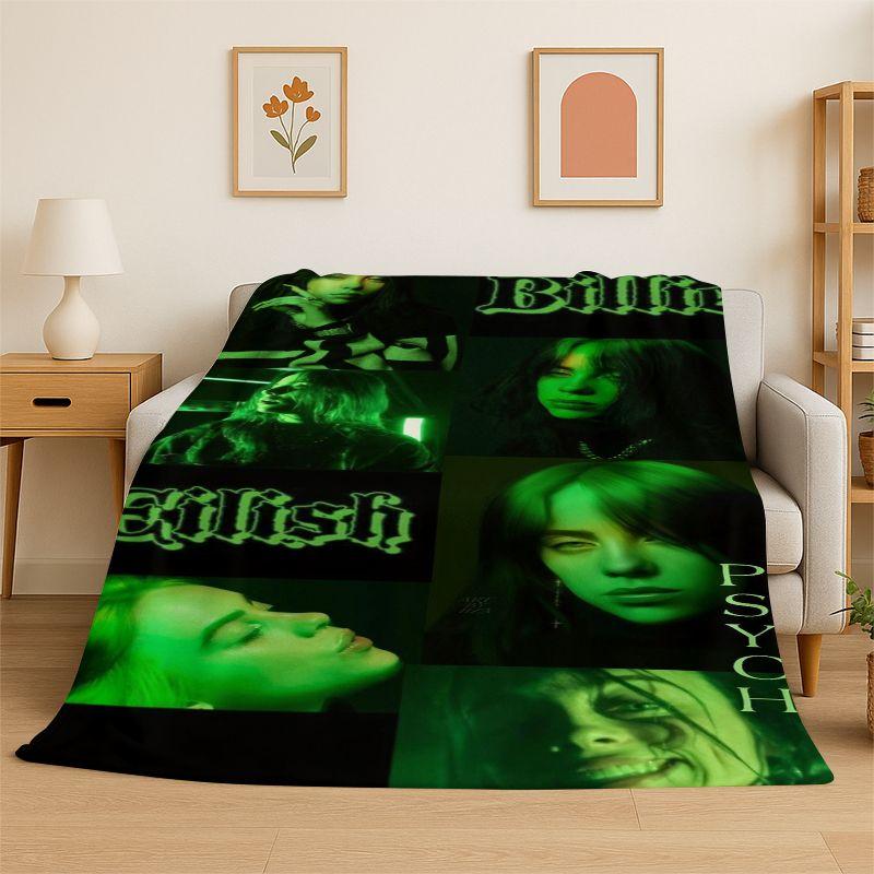 Famous Singer Billie Eilish Star Soft Flannel Throw Blanket,Warm Cozy Blanket for Bed,Couch,Sofa,Bedroom,Living Room,Travel