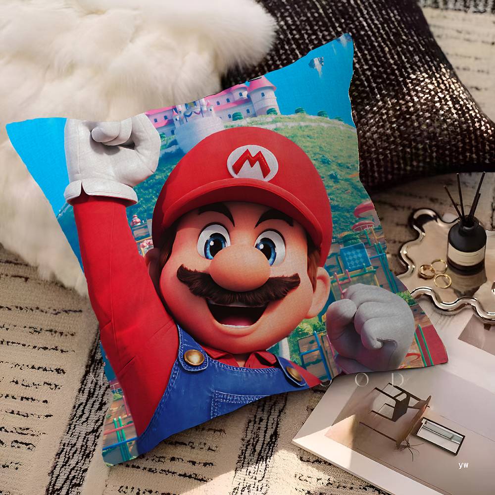 Capa de Almofada Desenho Animado Super M-Marios Fofa Fronha Sala de Estar Sofá Decoração de Casa Personalizado
