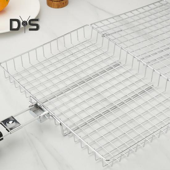 Koszyk do grillowania ryb i warzyw ze stali nierdzewnej, przenośny składany grill, stojak do grillowania na kempingu, do ryb i warzyw, krewetek