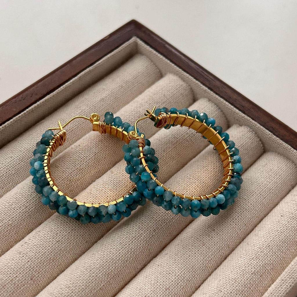 Millet Bead Inlaid Metal Earrings, Earrings, Fresh Natural Stone Handmade Beaded Earrings, Earrings Are Super Exquisite