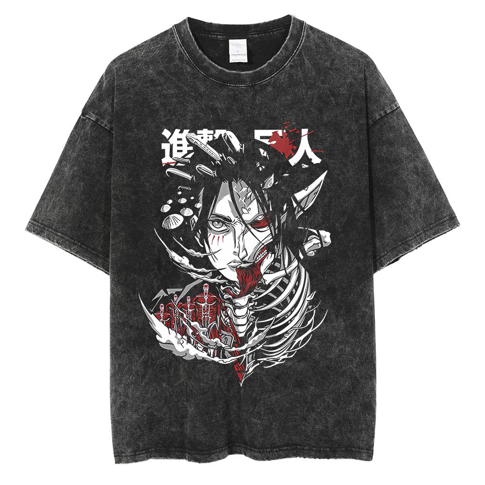 Harajuku Anime Attack On Titan Levi Ackerman Print T-skjorte Menn Kvinner Komfortable T-skjorter Casual Løs T-skjorte Mann Bomulls-t-skjorte