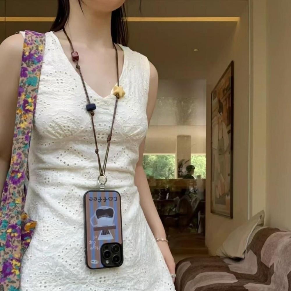 Retro Star Beaded Earphone Lanyard Anti-lost DIY Phone Neck Chain Keyring Cord Hand-woven Phone Lanyard