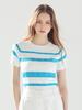 Road Roar Striped Ribbed Round Knit Blue