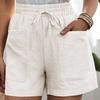 Womens Solid Color Casual Drawstring Shorts Elastic High Waist Pockets Loose Fit Summer Shorts