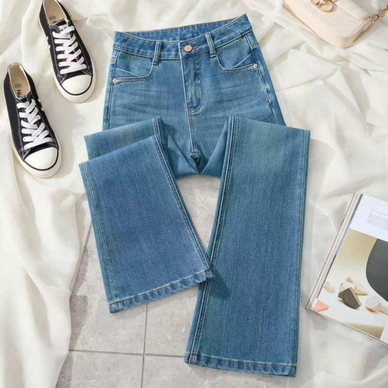 

Ice Mist Blue High-Waisted Micro-Flare Jeans for Women - 2025 Spring/Autumn Stretch Petite Style S (recommended for 80-97 lbs)