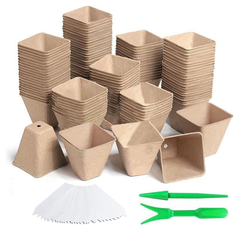 

ABUL-120 Pack Square Peat Pots For Seedlings, Seed Starting Pots With Drainage Holes,Biodegradable Herb Seed Pots Kits