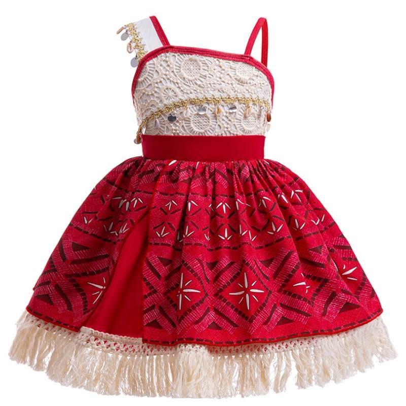 Moana Cosplay Dress For Girls With Fluorescent Fabric Kids Princess Costume For Birthday Gift