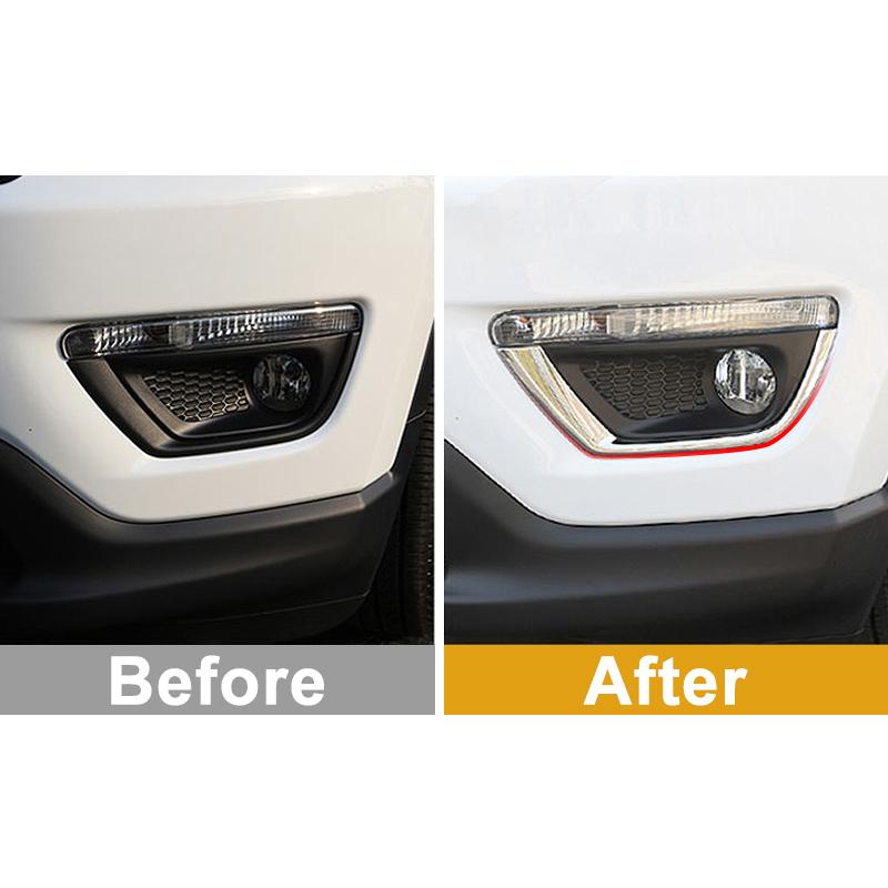 For Jeep Compass 2017 2018   ABS Chrome Front Tail Bumper Fog Light Lamp Cover Trim Garnish Molding Accessories