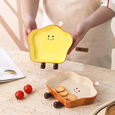 Kreative Brotform Keramikteller Haushalts-Gemüseteller Einzelperson Essen Niedliches Geschirr Frühstücksteller Toastteller Obstteller