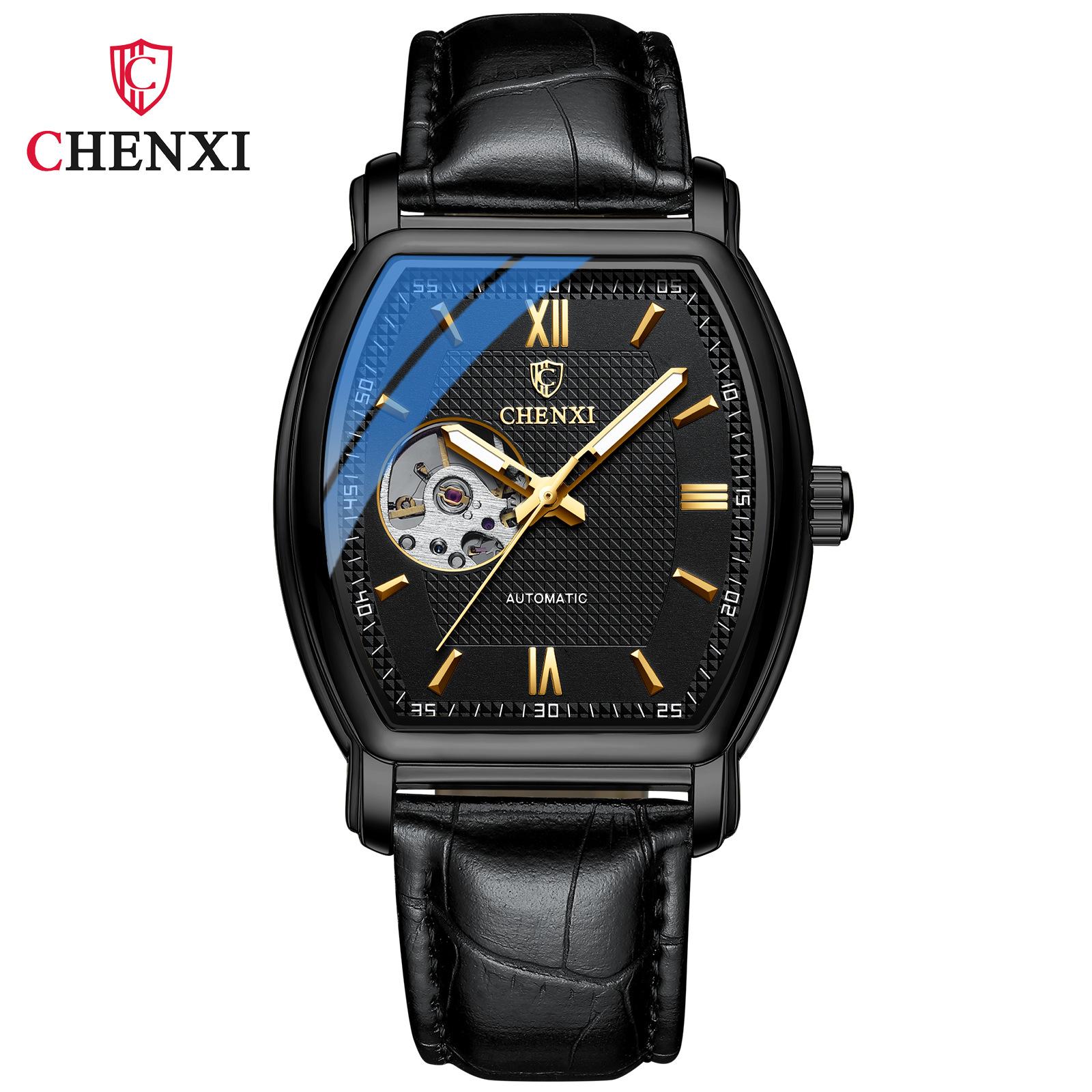 

Новые роскошные мужские часы с коробкой, мужские автоматические модные квадратные полые часы, водонепроницаемые мужские механические часы