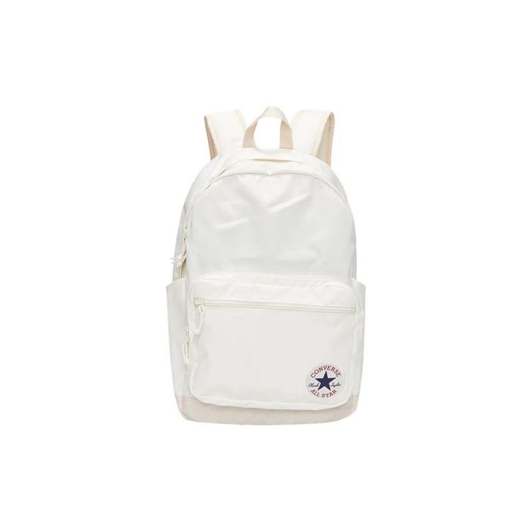 Converse Logo Solid Color Large Capacity Polyester Backpack Unisex Backpack White 10020533-A06 White