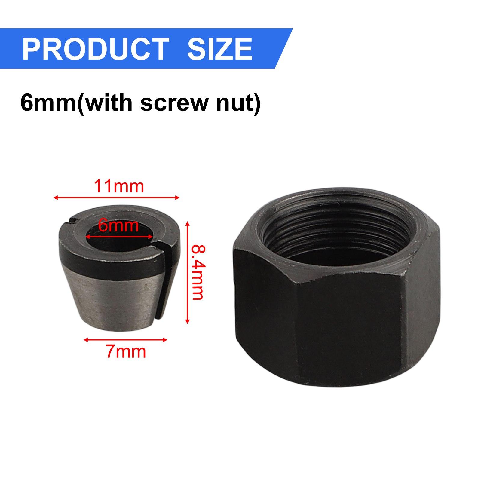 

8mm/6.35mm/6mm Chuck Size Collet Chuck Adapter With Nut Carbon Steel For 8mm Chuck 13mm×12mm×7mm/0.51in×0.47in×0.28in 8mm