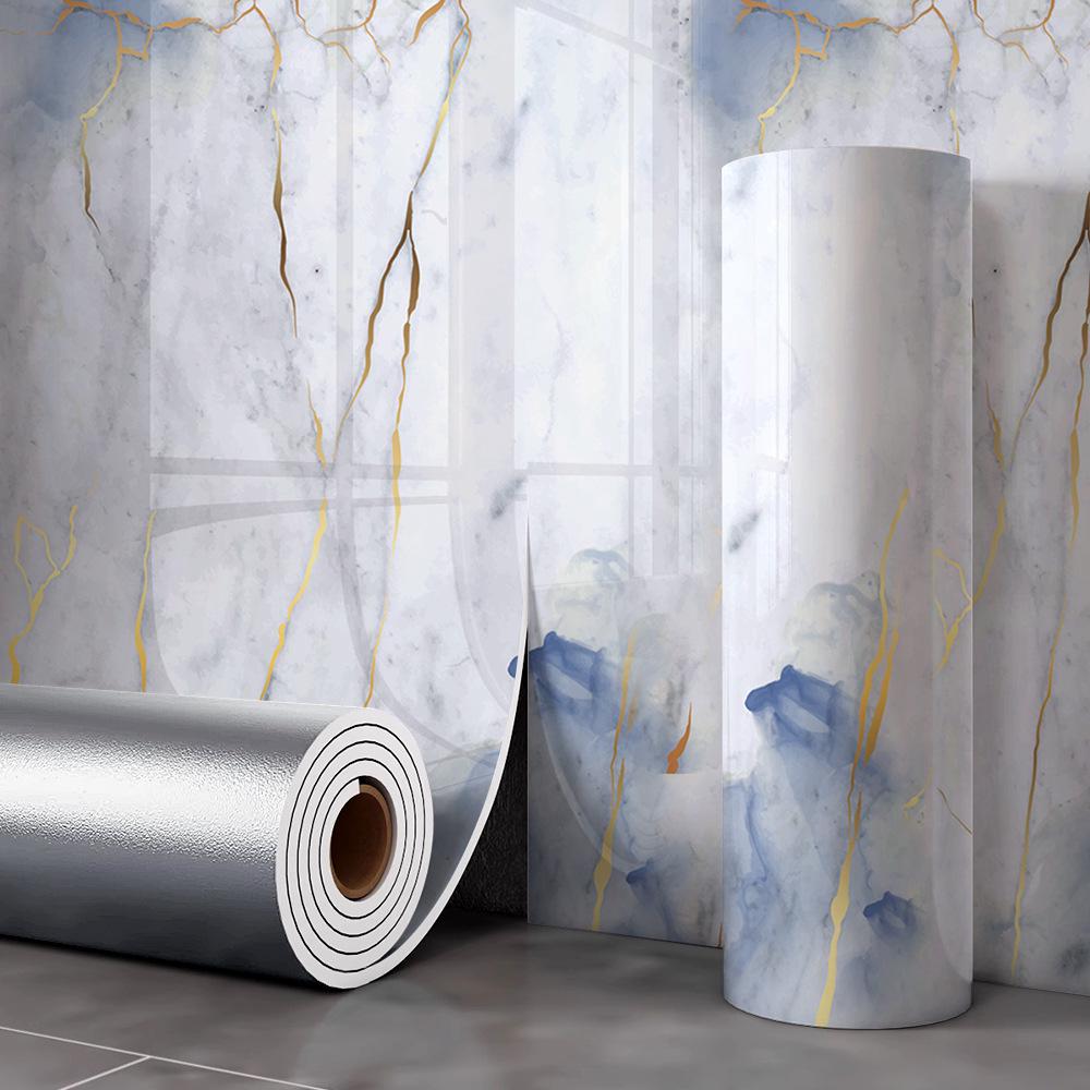 Gold-Plated Marble-Style Waterproof Wall Stickers for TV Backgrounds