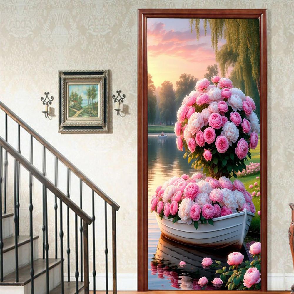 1Pcs landscape Vinyl Door Sticker For Bedroom Home Decor Self Adhesive Removable Wall Decal Door Renovation Waterproof Poster