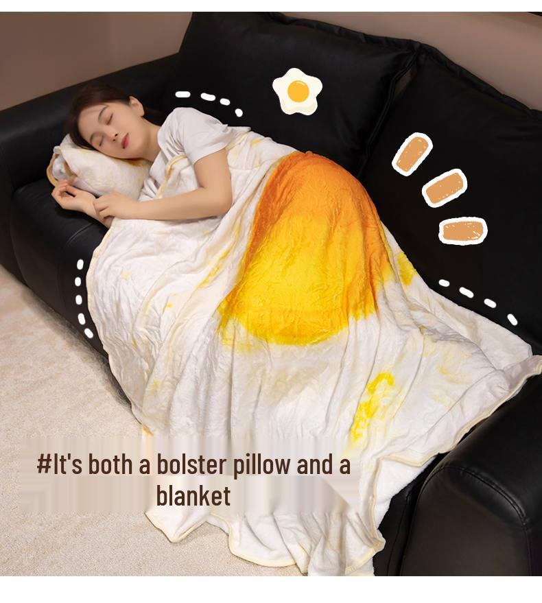 Cartoon Cabbage Watermelon Duck Egg 2-in-1 Flannel Hug Pillow & Nap Blanket