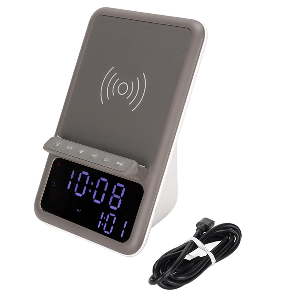 Alarm Clock Charger Fast Multi Functional Bluetooth Speaker Clock with Wireless Charging Function for Mobile Phones