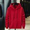 2025 Autumn/Winter Unisex Fleece-Lined Hooded Sweatshirt: Youth Fashion Trend, Solid Color, Versatile, Thickened Design.