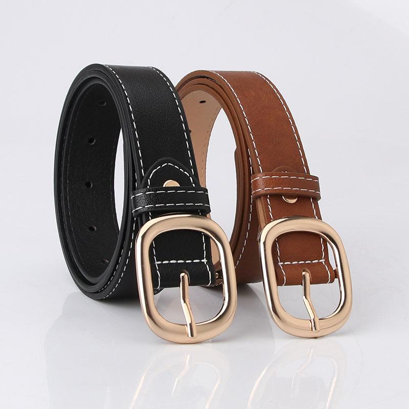 Korean-style Fashionable Women's Wide Belt Casual Decorative Jeans with Black Trendy Belt