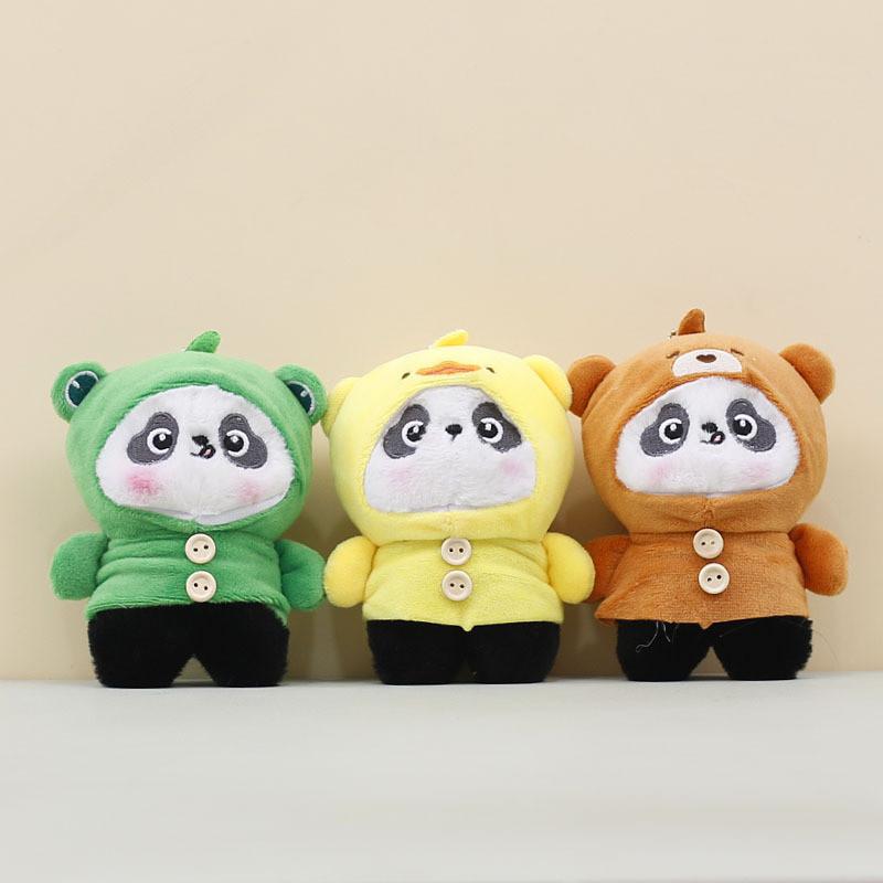 Panda Into Turn Frog Duck Bear Plush Toy Keychain Bag Pendant Doll Kids Gift