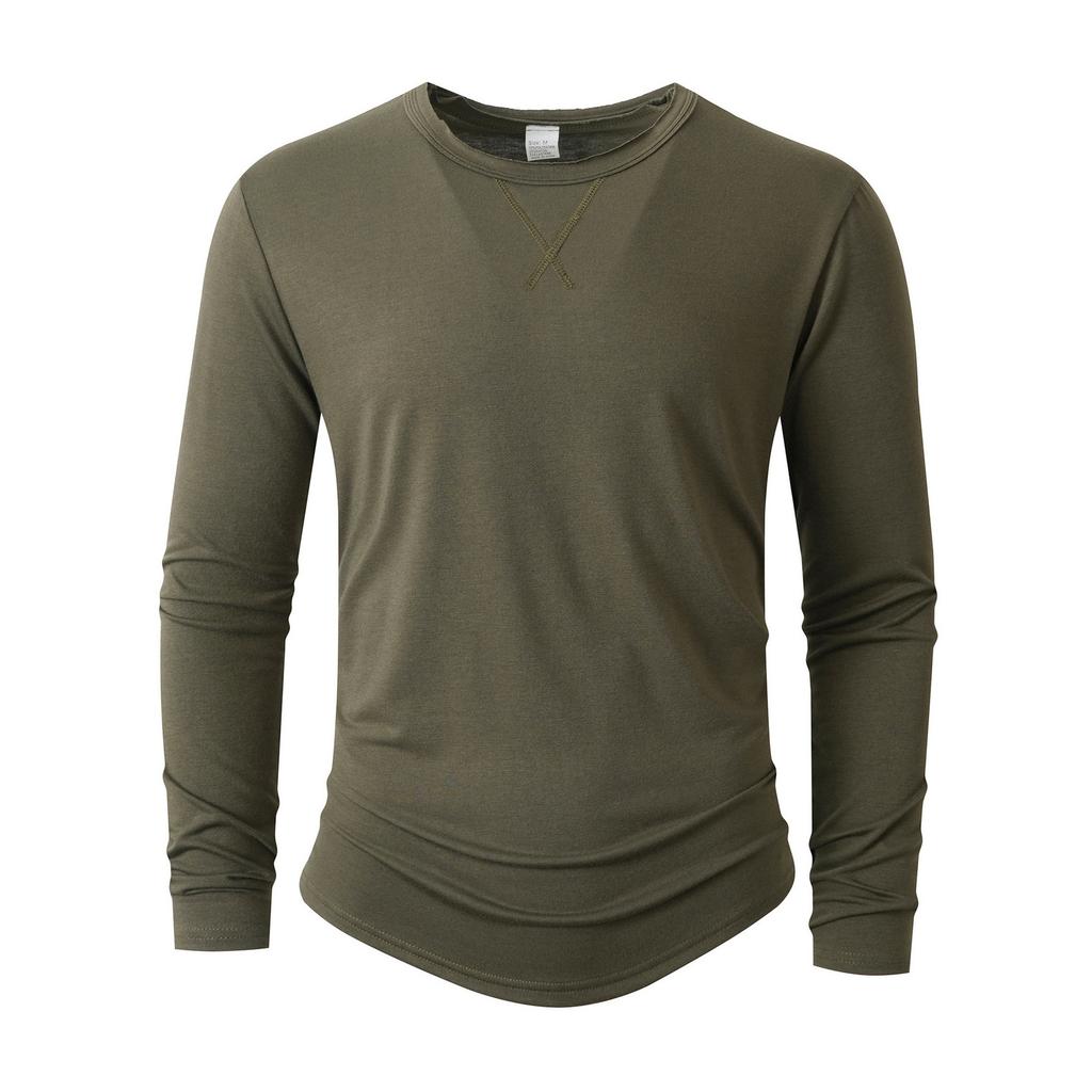 Men's Round Neck T-shirt, Cotton Base Shirt, Long Sleeved Top