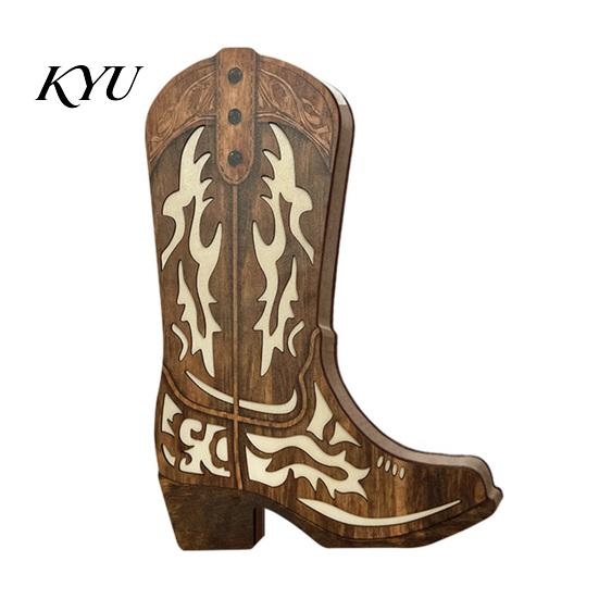 Indoor Plant Display for Living Room Wooden Cowboy Boots Wall Planter Plants, Western Boot Flower Hanging Vase Floral Container Dried Flowers