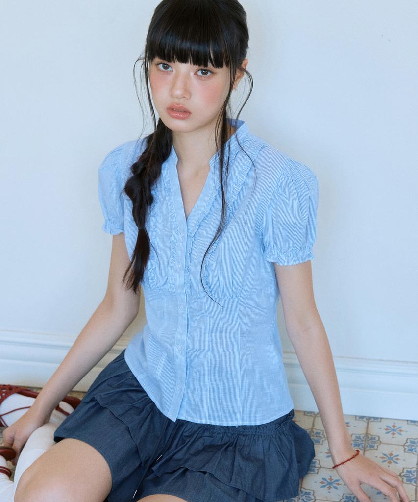 MIXXO V-Neck Frill Shirt_Miwyag609G