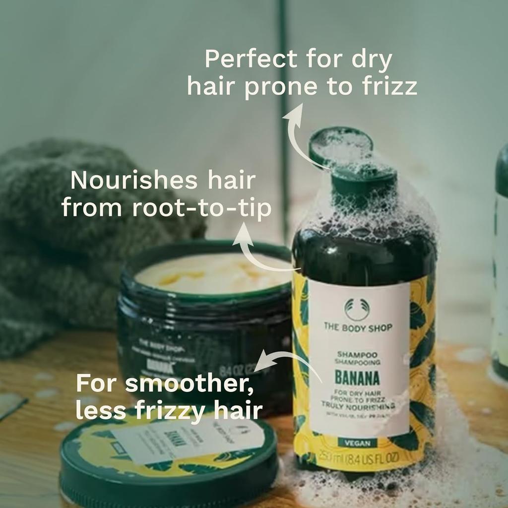 The Body Shop Banana Truly Nourishing Shampoo 250ml Pack of 1 For Soft Frizz-Free Hair
