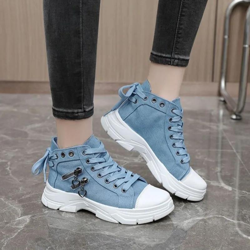 Fashion Zipper Women's Canvas Shoes New In Designer Luxury Fashion 2025 39 Ladies Footwear Comfortable and Elegant Cheap Vulcanized Shoe