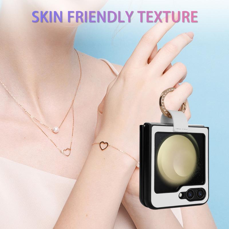 High Quality PU Leather Ring Holder Phone Case for Samsung Galaxy Z Flip 6 5 Flip6 Flip5 5G Protection Shockproof Cover