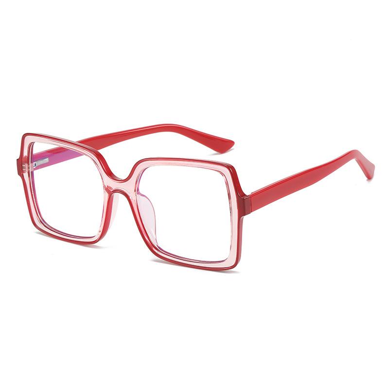Trend Personalized Contrasting Color Anti-Blue Glasses, Simple Large Frame Plain Flat Glasses Tr Ferrule Glasses Frame