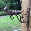 Cast Iron Bird Bath Feeder, Wall-Mounted Decorative Garden Bowl with Scrollwork, 8.7 X 9.4 Inches