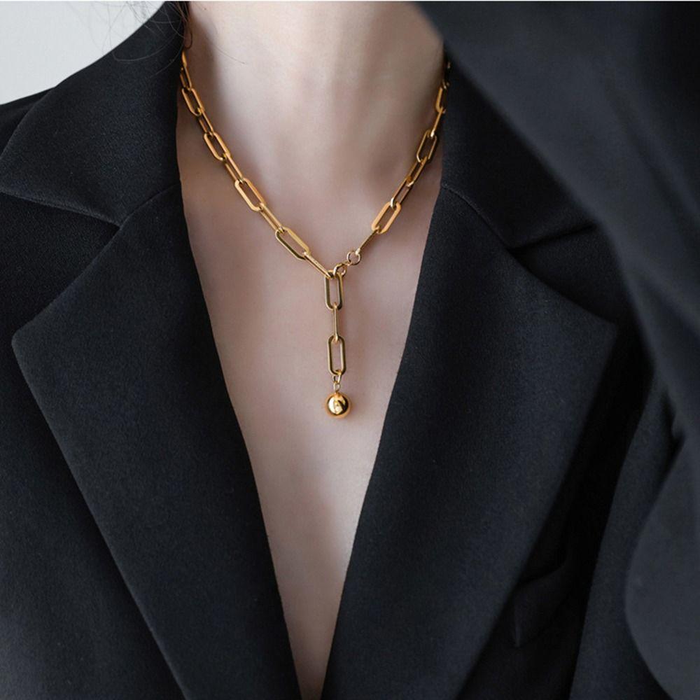 Exquisite Metal Choker Necklace Gold Sweater Chain Necklace Clavicle Chain Necklace  Girl Gift