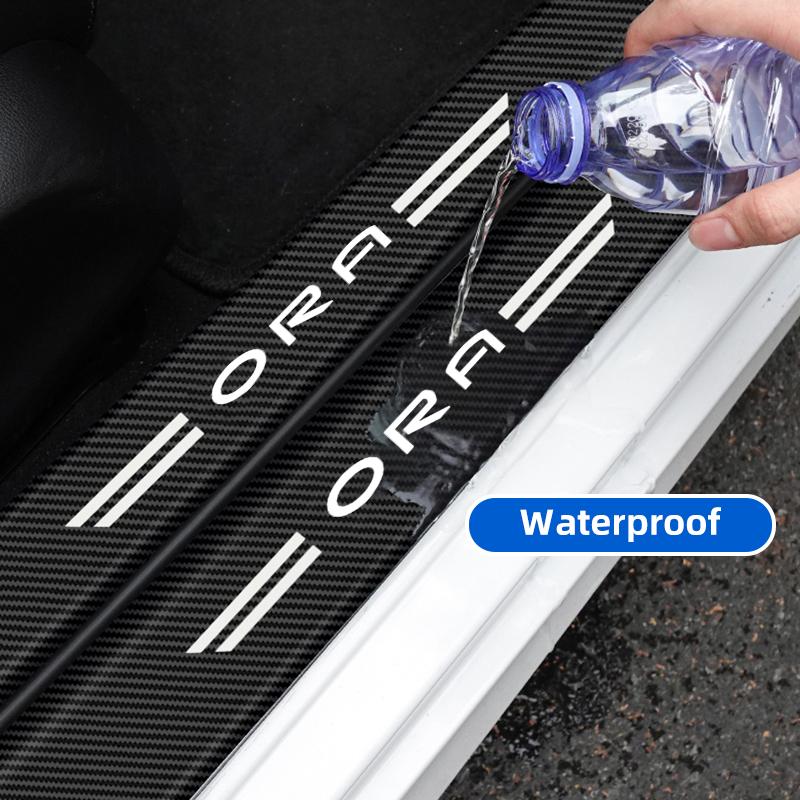 Carbon Fiber Car Door Sill Sticker Auto Door Threshold Protector Strip For Greatwall Ora Cat GT Ballet 07 Funky Cat Iq K-Car R2